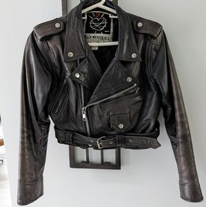 Cropped Vintage Moto Jacket